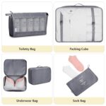 7 Set Travel Organizer Bag/Packing Cubes/Bags for Luggage/Suitcases/Travel Accessories/Compression Storage Shoe Bag/Clothing Underwear for Man & Womenl Nylon (Gray) - Image 7