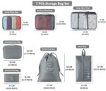 7 Set Travel Organizer Bag/Packing Cubes/Bags for Luggage/Suitcases/Travel Accessories/Compression Storage Shoe Bag/Clothing Underwear for Man & Womenl Nylon (Gray) - Image 10