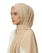 MIRTAZ Women’s Textured Hijab Combo Pack of 2 (Beige & Teal Blue) | Soft Lightweight Premium Muslim Scarf for Girls & Women | Stylish Plain Crinkle Head Scarf | 180 x 70 cm - Image 3