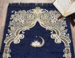 KETOSTICS® Muslim Islamic Prayer Mat,Anti Skid Janamaz musallah Mat, Pure chennille Look, Soft Foldable,Aasan,Meditation Mat,Multipurpose Velvet Rug Mats (Size: 70cm X 110cm) (Blue m) - Image 4