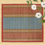 GLOWNEST Natural River Grass Handcrafted Pooja Aasan 20x18 Inch Mat for Prayer, Meditation & Sitting | Traditional Madurkathi Chatai Floor Mat - (Pack of 3) Blue, Orange & Red (Mixed) - Image 3