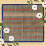 GLOWNEST Natural River Grass Handcrafted Pooja Aasan 20x18 Inch Mat for Prayer, Meditation & Sitting | Traditional Madurkathi Chatai Floor Mat - (Pack of 3) Blue, Orange & Red (Mixed) - Image 5