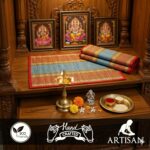 GLOWNEST Natural River Grass Handcrafted Pooja Aasan 20x18 Inch Mat for Prayer, Meditation & Sitting | Traditional Madurkathi Chatai Floor Mat - (Pack of 3) Blue, Orange & Red (Mixed) - Image 7