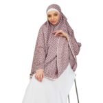 ANA Nayla Red Motif Floral Prayer Dress – Pure Cotton Namaz Makhna with Tie Knot | 40″ Front × 44″ Back | Lightweight, Breathable for Hajj, Umrah & Salah - Image 3