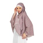 ANA Nayla Red Motif Floral Prayer Dress – Pure Cotton Namaz Makhna with Tie Knot | 40″ Front × 44″ Back | Lightweight, Breathable for Hajj, Umrah & Salah - Image 4