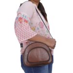 THE CLOWNFISH Unisex Zoey Faux Leather Waist Bag Travel Pouch Crossbody Sling Bag With Adjustable Belt (Tan) - Image 3