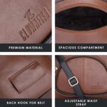 THE CLOWNFISH Unisex Zoey Faux Leather Waist Bag Travel Pouch Crossbody Sling Bag With Adjustable Belt (Tan) - Image 7