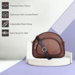 THE CLOWNFISH Unisex Zoey Faux Leather Waist Bag Travel Pouch Crossbody Sling Bag With Adjustable Belt (Tan) - Image 8