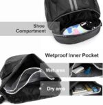 Drawstring Backpack with Shoe Compartment, Waterproof Oxford Fabric Bag with Wet and Dry Inner Pocket, Wide Shoulder Straps and Front Zipper Section - Image 5