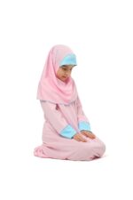 Girls Prayer Clothes Kids Islamic Clothing 2 piece Set Prayer Clothes Sleeve Cuffed Maxi Dress with a Head Scarf and A Rosary Gift Flowers Printed - Image 5