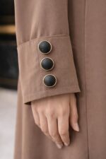 Women's Premium Firdous Fabric Burqa | Solid Taupe(Beige) Modest Abaya Dress with Black Button Cuffs for Daily & Office Wear(Free Size) - Image 6