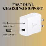 Umake 65W Fast Charger Adapter USB C + USB A Dual Port Super Fast Charging Compatible with Samsung Galaxy S24 Ultra, S23, iPhone 15 Series, OnePlus, mi | 3 Months Warranty - Image 3