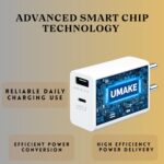 Umake 65W Fast Charger Adapter USB C + USB A Dual Port Super Fast Charging Compatible with Samsung Galaxy S24 Ultra, S23, iPhone 15 Series, OnePlus, mi | 3 Months Warranty - Image 5