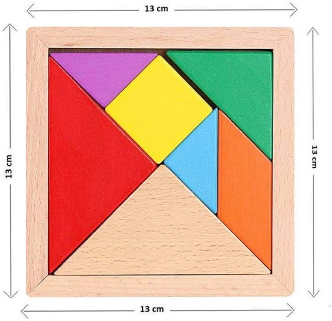 BKDT Marketing 7 Pieces Wooden Tangram Puzzle Colourful 3D Travel Game for Boys & Girl Mind Development of Kids 7 Blocks Educational Gift for Kids Iq Brain Teaser Toys (Multi Color) - Image 3