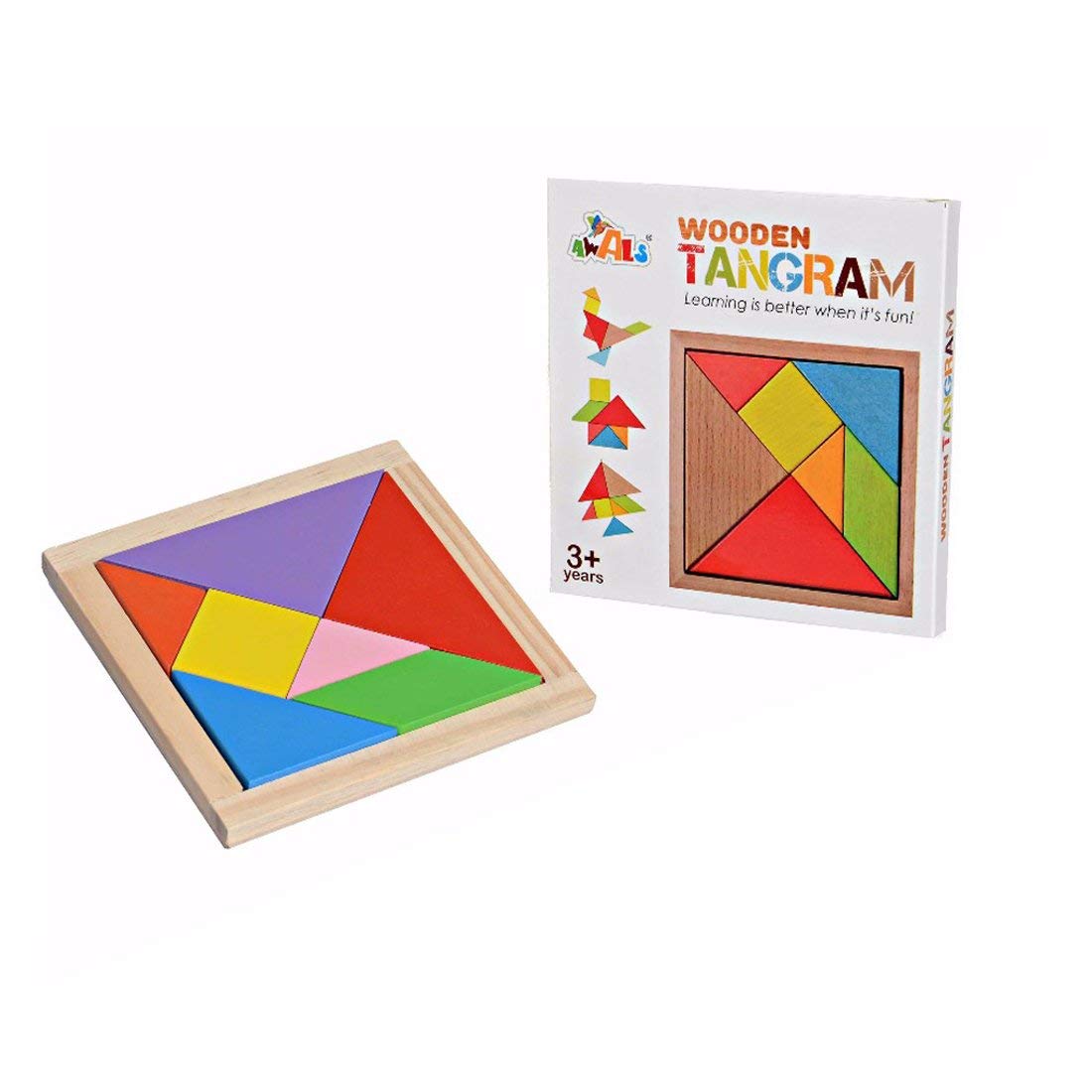 BKDT Marketing 7 Pieces Wooden Tangram Puzzle Colourful 3D Travel Game for Boys & Girl Mind Development of Kids 7 Blocks Educational Gift for Kids Iq Brain Teaser Toys (Multi Color) - Image 8