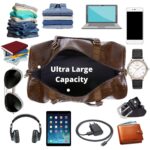 ZAINTO Unisex Textured Leatherette Stylish 35 Liter Cabin Bags For Travelling In Flight 7Kg Latest Travel Textured Leather Duffle Bags For Men And Women (Brown, 28 Cm) - Image 4