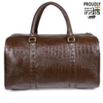 ZAINTO Unisex Textured Leatherette Stylish 35 Liter Cabin Bags For Travelling In Flight 7Kg Latest Travel Textured Leather Duffle Bags For Men And Women (Brown, 28 Cm) - Image 5