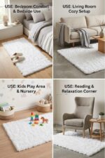 Ultra Soft White Rabbit Fur Rug 4x2 Feet Fluffy Plush Shaggy Anti Slip Carpet for Photography,Backdrop,Meditation,Hotel Room, Car Seat, Travel Luxury Plush Floor Mat (120x60 cm) - Image 3