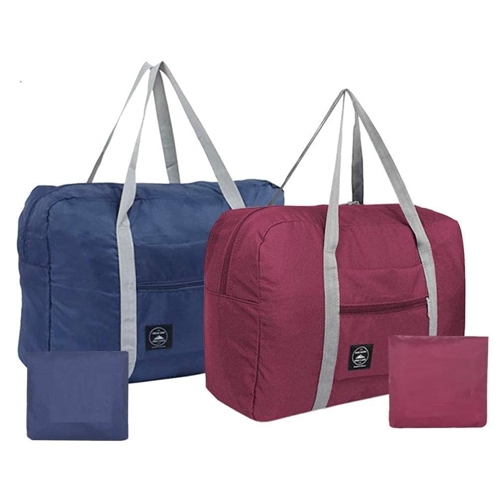 Travel Foldable Nylon Bag Portable Waterproof Handbag Folding Sport Weekend Shopping Luggage Bag Gym Sports Bag 2 Pc (Multicolor) - Image 4
