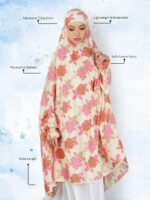 ANA Ramizah Pink Leaf Floral Prayer Dress – Pure Cotton Namaz Makhna with Tie Knot | Lightweight, Breathable for Hajj, Umrah & Salah - Image 7