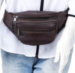 K London Genuine Leather Waist Bag for Men & Women | Brown Fanny Pack with Adjustable Belt | 4 Zipper Pockets Travel Pouch, Money Belt, Running Hiking Hip Bag - Image 6