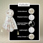 Scarf Woman Pleated Cotton Scarves with Embroidery and Tassels | Hijab Scarf | Headscarf | Neck Scarf | Stoles | Wraps - Image 3