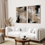 VIBBES Bismillah Dua Wama Taufeeqi Illabillah Framed Wall Art, Islamic Calligraphy, Abstract Style, Set of 2 (Large - 20x14 Inches, Beige) - Image 6