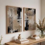 VIBBES Bismillah Dua Wama Taufeeqi Illabillah Framed Wall Art, Islamic Calligraphy, Abstract Style, Set of 2 (Large - 20x14 Inches, Beige) - Image 8