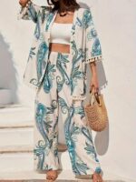 Leriya Fashion Co Ord Set for Women Stylish | Summer Travel Co-Ord Set Short Sleeve Shirt & Wide-Leg Pant | Paisley Printed Stylish Casual Outfit for Summer Cord for Women | Dress for Woman - Image 4