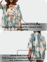 Leriya Fashion Co Ord Set for Women Stylish | Summer Travel Co-Ord Set Short Sleeve Shirt & Wide-Leg Pant | Paisley Printed Stylish Casual Outfit for Summer Cord for Women | Dress for Woman - Image 5