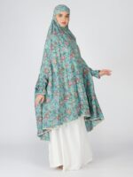 ANA Khansa Blue Floral Prayer Dress – Pure Cotton Namaz Makhna with Tie Knot | Lightweight, Breathable for Hajj, Umrah & Salah - Image 3