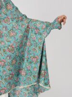 ANA Khansa Blue Floral Prayer Dress – Pure Cotton Namaz Makhna with Tie Knot | Lightweight, Breathable for Hajj, Umrah & Salah - Image 6