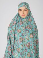 ANA Khansa Blue Floral Prayer Dress – Pure Cotton Namaz Makhna with Tie Knot | Lightweight, Breathable for Hajj, Umrah & Salah - Image 7
