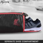 Lifelong Cotton 30 L Duffle Gym Bag for Men & Women | Adjustable Shoulder Bag | Water Resistant | Sports & Travel Bag with Shoe Compartment & Side Pocket (Black & Red),48.3cm - Image 5