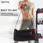 Lifelong Cotton 30 L Duffle Gym Bag for Men & Women | Adjustable Shoulder Bag | Water Resistant | Sports & Travel Bag with Shoe Compartment & Side Pocket (Black & Red),48.3cm - Image 6