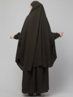 Muslim Closet� Three Piece Set Of Hijab, Skirt And Full Face Khimar With Tying Cuffs - Made with Nida Matte for Women and Girls - Image 3
