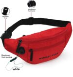 World Star Polyester Waist Pack Travel Handy Hiking Zip Pouch Document Money Phone Belt Sport Bag for Men and Women and Adult | Red-1 | Rock red Waist Bag - Image 3