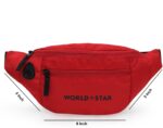 World Star Polyester Waist Pack Travel Handy Hiking Zip Pouch Document Money Phone Belt Sport Bag for Men and Women and Adult | Red-1 | Rock red Waist Bag - Image 4