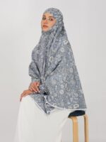 ANA Gulnoor Grey Floral Prayer Dress – Pure Cotton Prayer Dress with Tie Knot | Lightweight, Breathable for Hajj, Umrah & Salah - Image 3