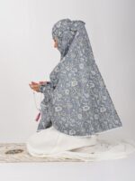 ANA Gulnoor Grey Floral Prayer Dress – Pure Cotton Prayer Dress with Tie Knot | Lightweight, Breathable for Hajj, Umrah & Salah - Image 4