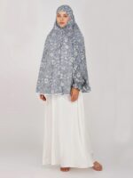 ANA Gulnoor Grey Floral Prayer Dress – Pure Cotton Prayer Dress with Tie Knot | Lightweight, Breathable for Hajj, Umrah & Salah - Image 5