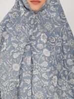 ANA Gulnoor Grey Floral Prayer Dress – Pure Cotton Prayer Dress with Tie Knot | Lightweight, Breathable for Hajj, Umrah & Salah - Image 6