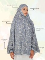 ANA Gulnoor Grey Floral Prayer Dress – Pure Cotton Prayer Dress with Tie Knot | Lightweight, Breathable for Hajj, Umrah & Salah - Image 7
