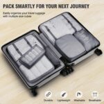 7 Piece Travel Packing Cubes Organizer Set with Shoe Bag, Lightweight Luggage Storage Organizers, Polyester (Grey) - Image 5