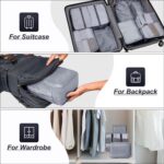 7 Piece Travel Packing Cubes Organizer Set with Shoe Bag, Lightweight Luggage Storage Organizers, Polyester (Grey) - Image 7