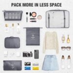 7 Piece Travel Packing Cubes Organizer Set with Shoe Bag, Lightweight Luggage Storage Organizers, Polyester (Grey) - Image 9