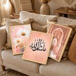 PAINTINGMANTRA Islamic Mashallah Arabic Calligraphy Framed Wall Art Painting For Living Room, Muslim Wall Art Painting With Frame For Home Decor, Set of 3, (17.6x12.9 Inch) - Image 5
