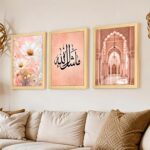 PAINTINGMANTRA Islamic Mashallah Arabic Calligraphy Framed Wall Art Painting For Living Room, Muslim Wall Art Painting With Frame For Home Decor, Set of 3, (17.6x12.9 Inch) - Image 6
