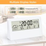 KADIO Plastic Digital Alarm Clock, Transparent LCD Display with Indoor Temperature, Humidness, Snooze, Date,Week,12/24H, Battery Operated Alarm Clock Desk Clock for Bedrooms, Living Room, White - Image 4