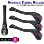 Kostech Derma Roller for Hair Growth (1.0mm) | 540 Titanium Microneedles | Beard Growth, Hair Regrowth & Skin Care | Reduces Hair Fall, Acne Scars & Boosts Collagen | Safe & Easy to Use (Pack of 3, 1.0mm) - Image 3